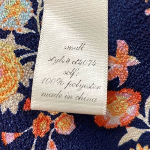 Alta blue floral high halter neck sleeveless flowy tunic top - Picture 5 of 8